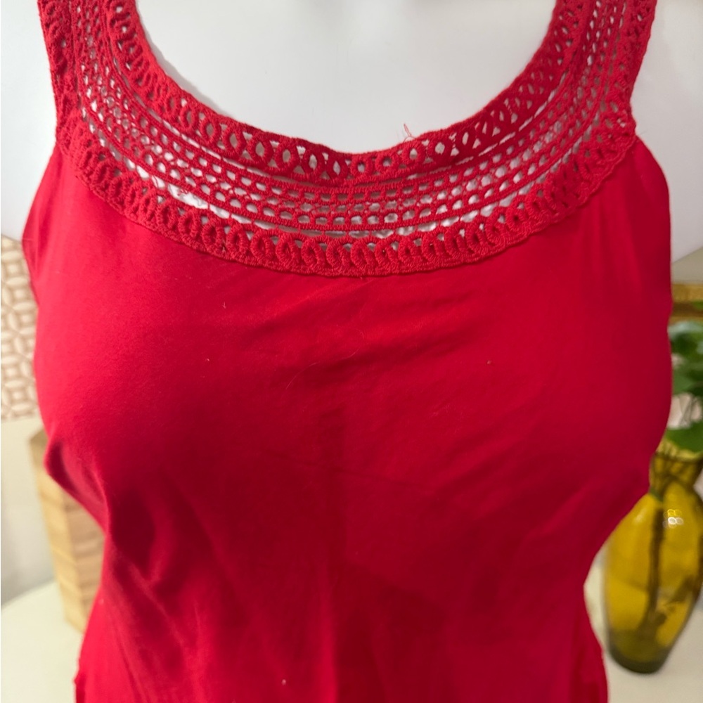 Jessica Howard Red Crochet Neck Midi Dress 16 W - Picture 3 of 5